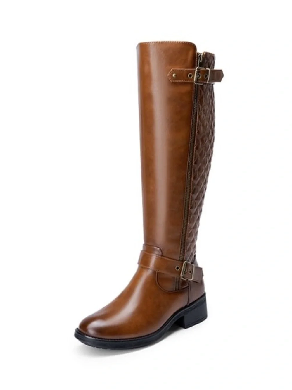 Dream Paris Wide Calf Knee High Riding Boots in Brown